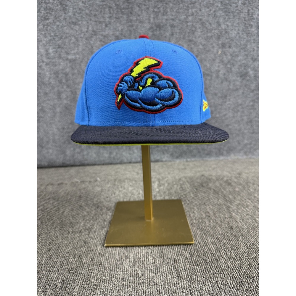Trenton Thunder Shot Hat Cap Fitted Mens 7 3/8 Blue Baseball New Era
